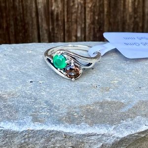 Green Onyx & Smoky Quartz Ring
